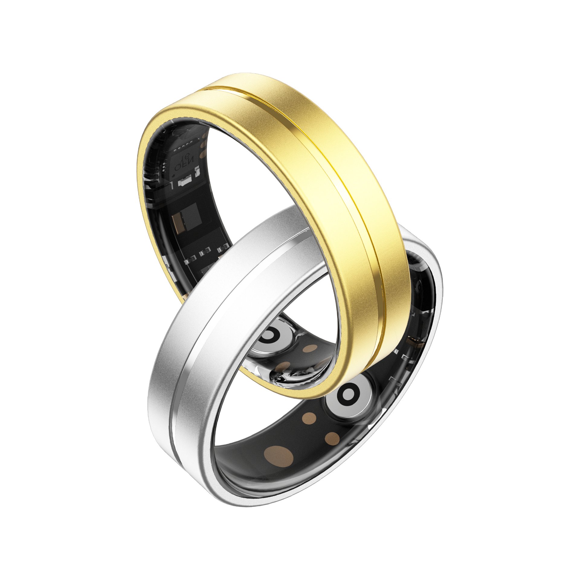 Smart health ring — gold and silver titanium